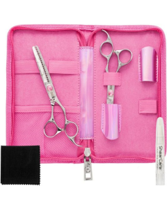 SilkCut PRO Think Pink| Komplet frizerskih škara za šišanje i stanjivanje kose | Veličine: 5,75" i 6,35"| Olivia Garden