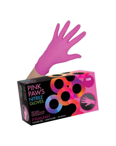 Rukavice Pink Paws Nitrile - veličina M - 100 kom| FRAMAR (OŠTEĆENA AMBALAŽA)