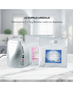 Uz uređaj poklanjamo 2 kg Biowax voska za depilaciju.